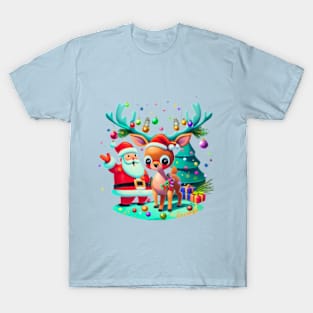 Cute Santa and Reindeer T-Shirt